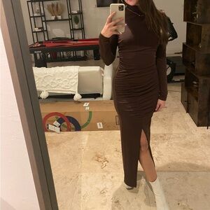 Elegant Brown Midi Dress